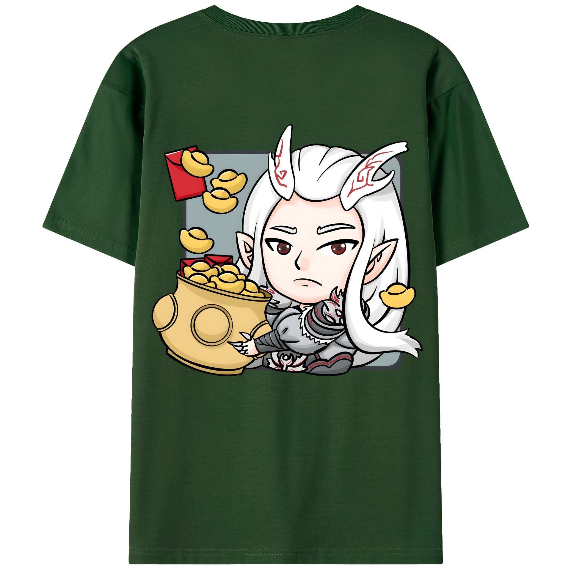 （画像用） Ne Zha 2 ナタ 魔童の大暴れ 綿100％半袖Tシャツ（背面プリント）